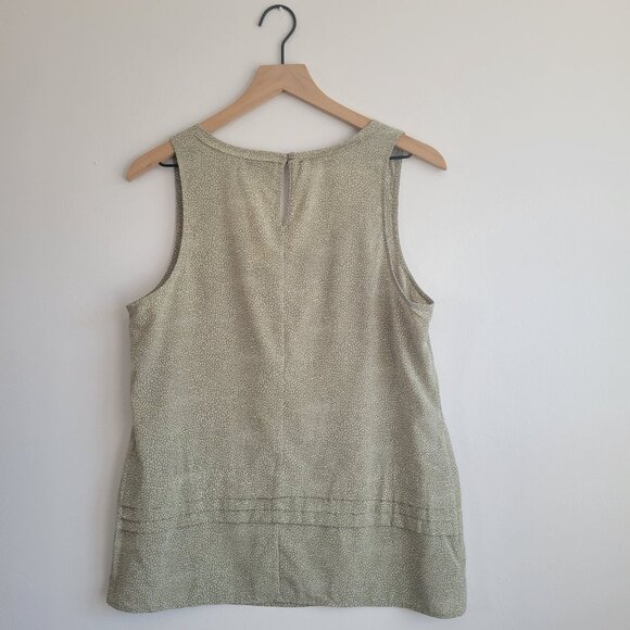GAP Sleeveless Shell Top – Sage Green with White Micro-Dot Print (Medium) - Picture 3 of 5